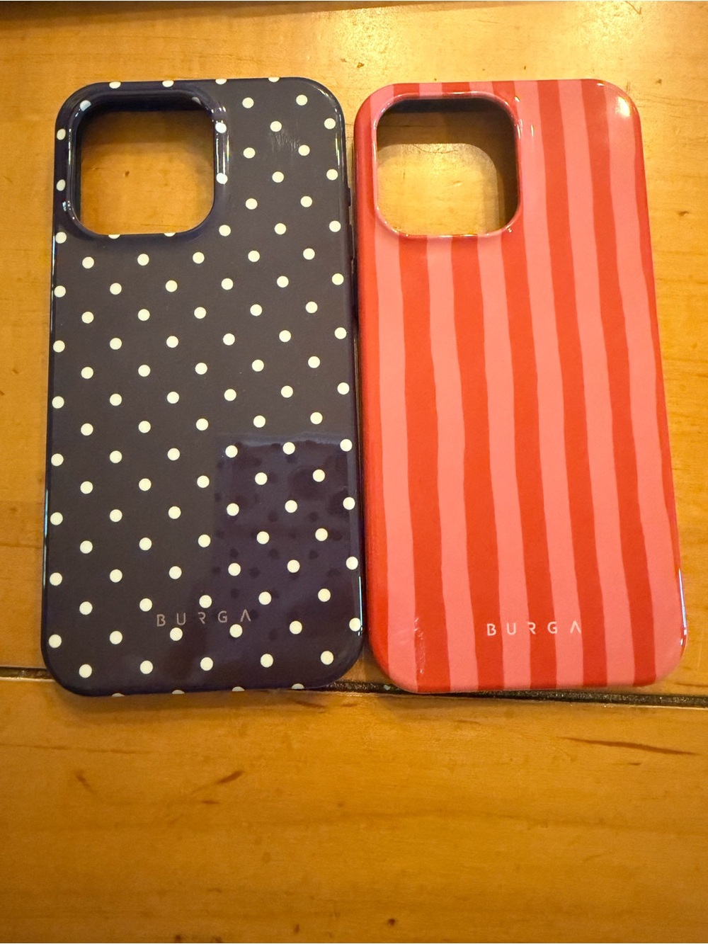 BURGA Navy Polka Dot & Coral Stripe Phone Case Duo iphone 17 pro max